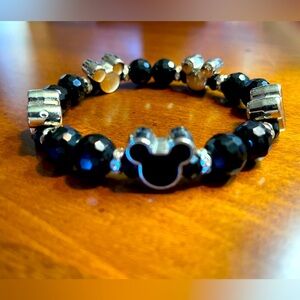 Mickey Stretch Bracelet. Women’s. New In Package Black with Silver Tone Accents